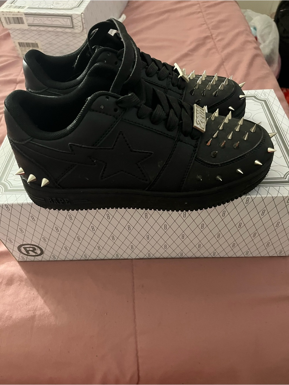 Black Men’s Spiked Low-Top Sneaker